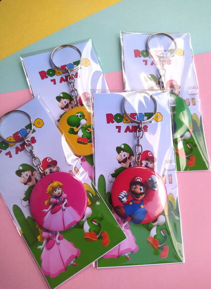 Lembrancinha Super Mario Bros Chaveiro + Embalagem