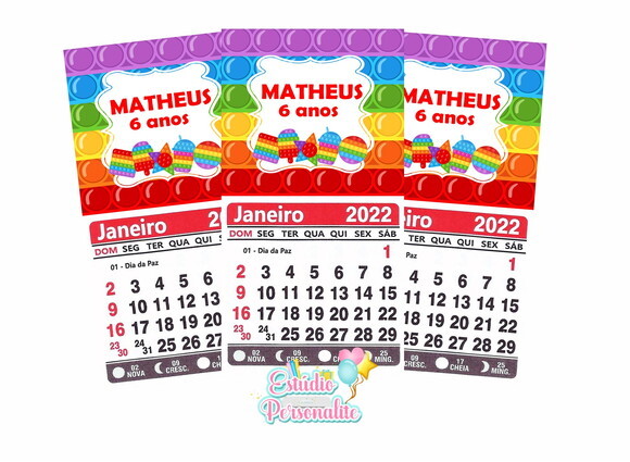 Mini Calendário 2022 Fidget Toys Pop It