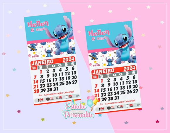 Mini Calendário Personalizado Stitch