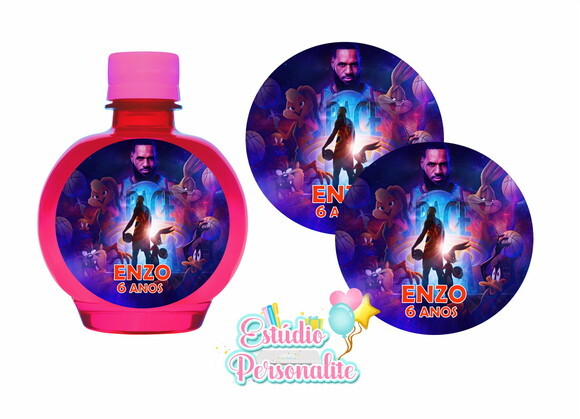 Rótulo adesivo p/ Água Ouro fino Space Jam Um Novo Legado