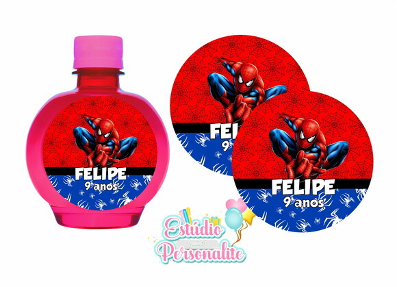 Rótulo adesivo p/ Água Ouro Fino Homem Aranha