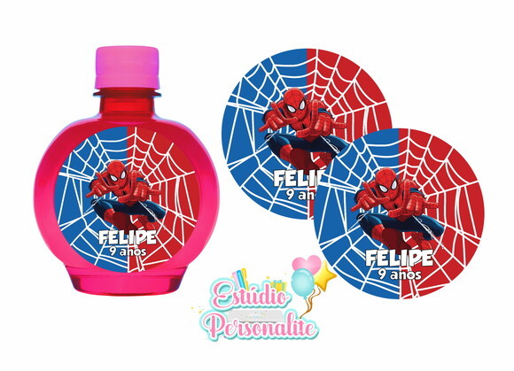 Rótulo adesivo p/ Água Ouro Fino Homem Aranha