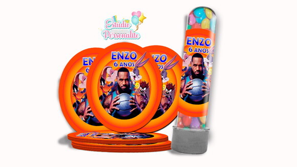 Rótulo Adesivo p/ Tubete Space Jam Um Novo Legado