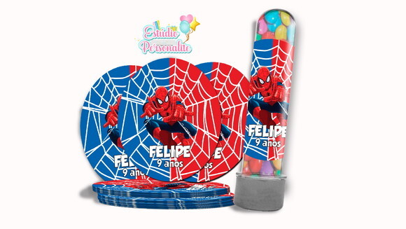Rótulo Adesivo p/ Tubete Homem Aranha