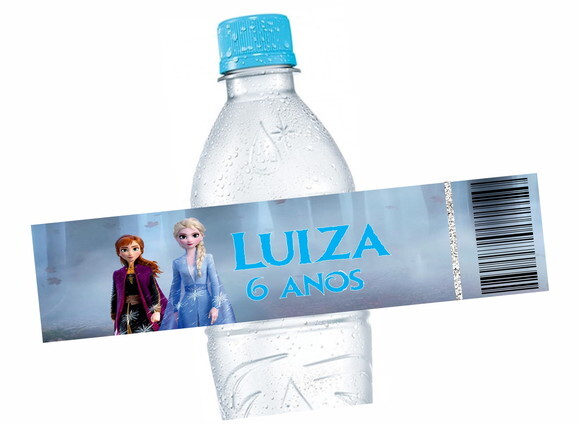Rótulo adesivo para água Frozen 2