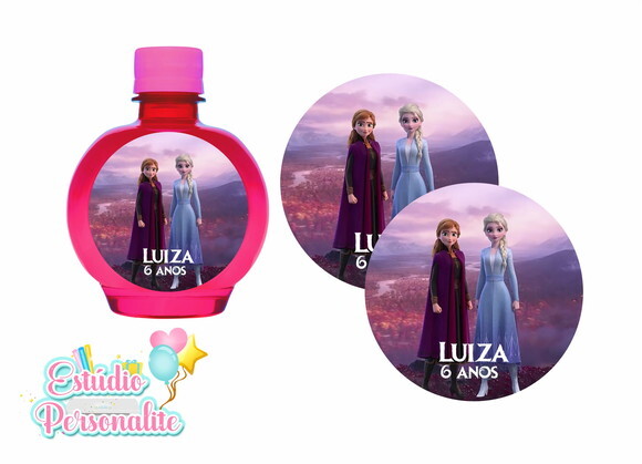 Rótulo Adesivo para água ouro fino Frozen 2
