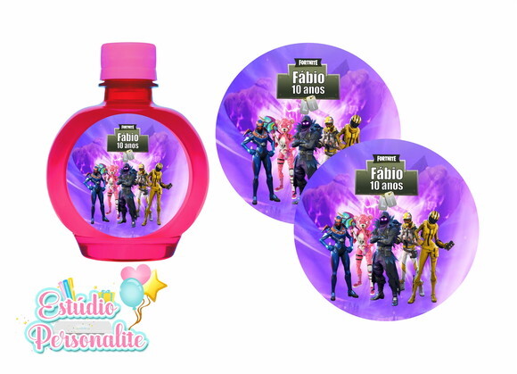 Rótulo Adesivo para Água ouro fino Fortnite