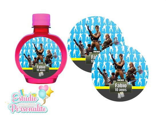 Rótulo Adesivo para Água ouro fino Fortnite