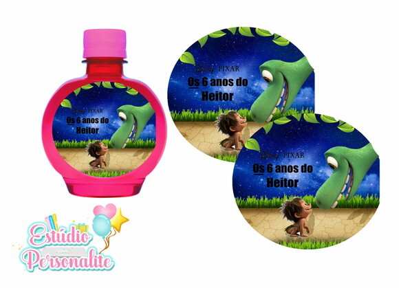 Rótulo Adesivo para Água Ouro fino O Bom Dinossauro