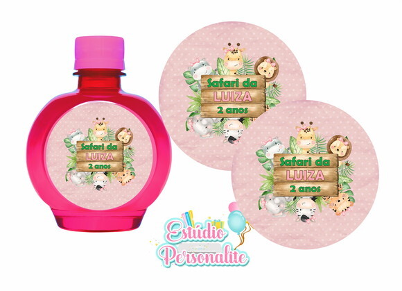 Rótulo Adesivo para Água Ouro Fino Safari Rosa