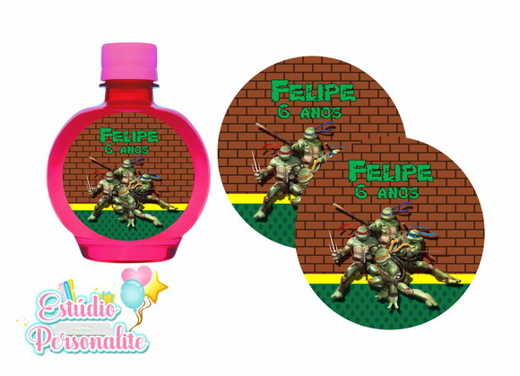 Rótulo adesivo para água ouro fino Tartarugas Ninja