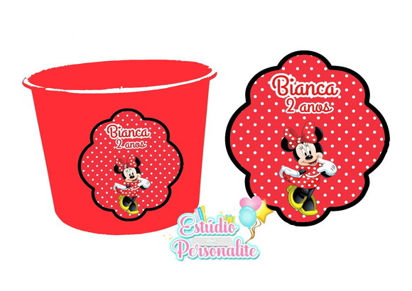 Rótulo Adesivo para Balde de Pipoca Minnie