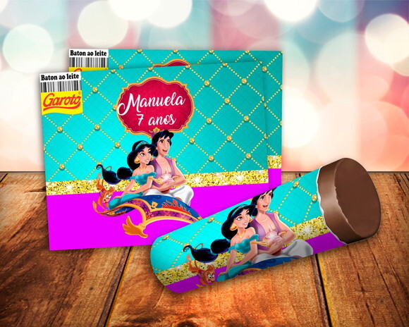 Rótulo adesivo para baton Aladdin e Jasmine