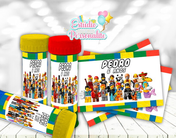 Rótulo adesivo para bolha de sabão Lego
