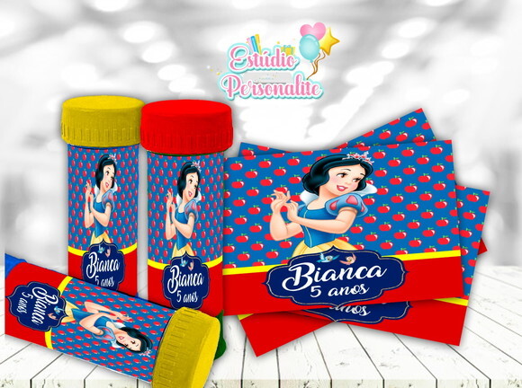 Rótulo Adesivo para Bolha de Sabão Branca de Neve