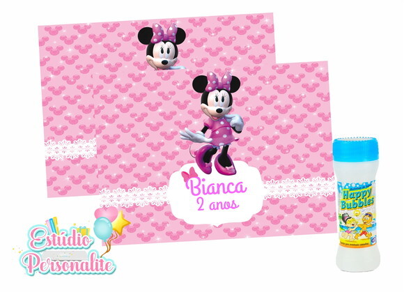 Rótulo Adesivo para Bolha de Sabão Minnie
