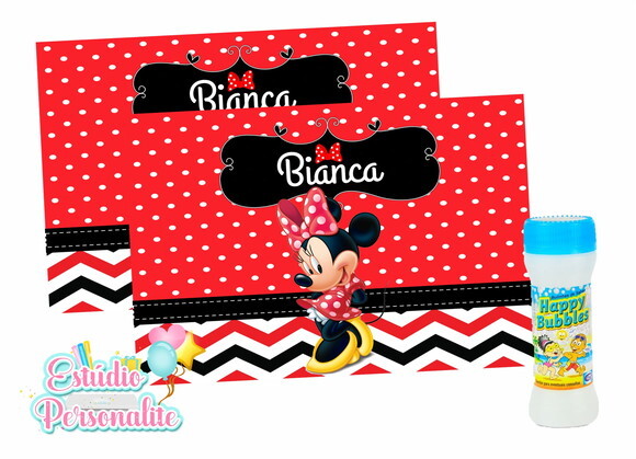 Rótulo Adesivo para Bolha de Sabão Minnie