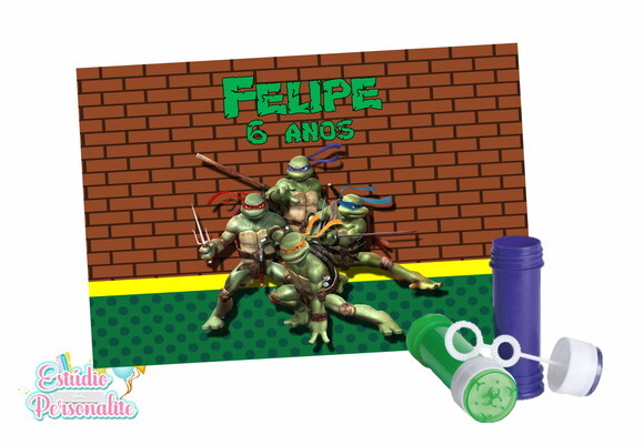 Rótulo Adesivo para Bolha de Sabão Tartarugas Ninja