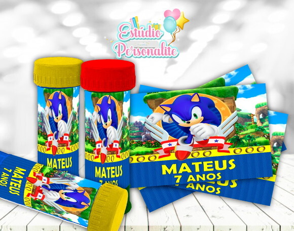 Rótulo adesivo para bolha de sabão Sonic