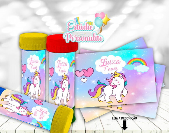 Rótulo Adesivo para Bolha de Sabão Unicórnio