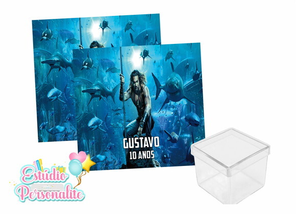 Rótulo Adesivo para Caixinha Acrílica Aquaman
