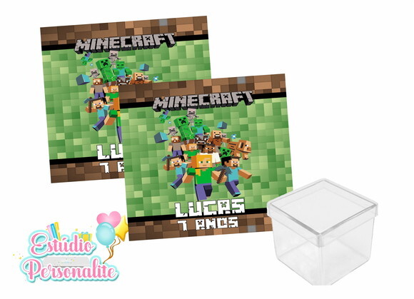 Rótulo Adesivo para Caixinha Acrílica Minecraft