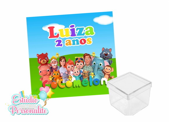 Rótulo Adesivo para Caixinha acrílica Cocomelon