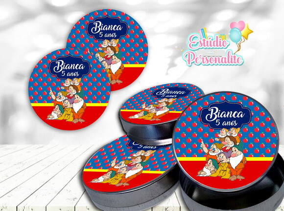 Rótulo Adesivo para Latinha Branca de Neve
