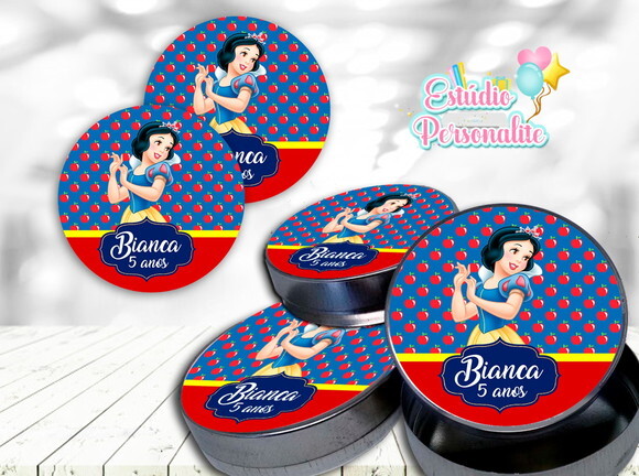 Rótulo Adesivo para Latinha Branca de Neve