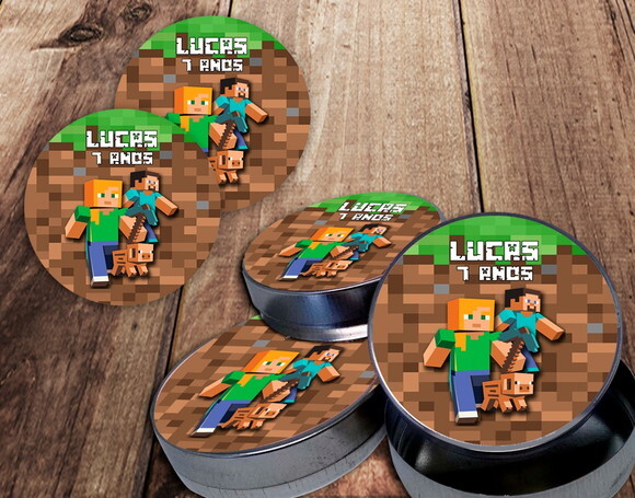 Rótulo Adesivo para Latinha Minecraft