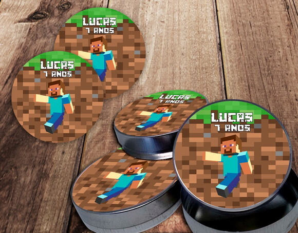 Rótulo Adesivo para Latinha Minecraft