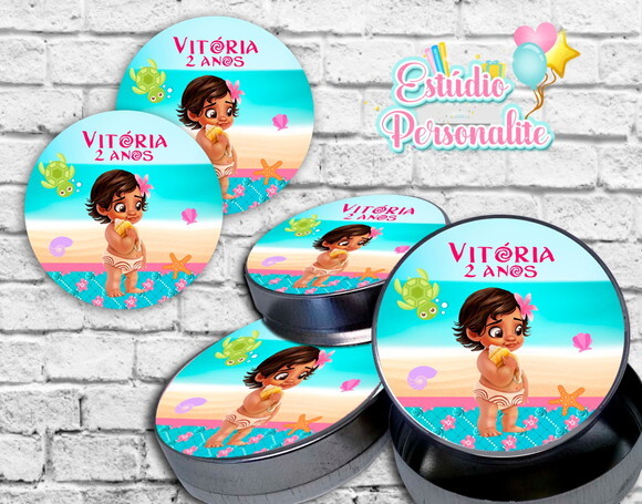 Rótulo Adesivo para Latinha Moana Baby