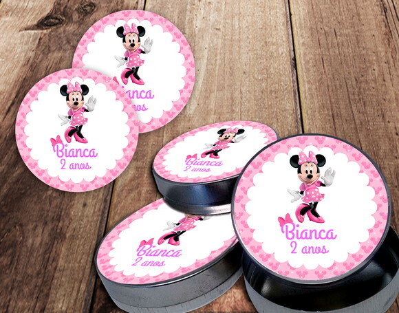 Rótulo Adesivo para Latinha Minnie