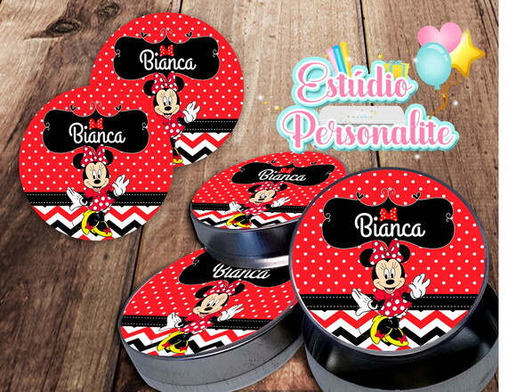 Rótulo Adesivo para Latinha Minnie