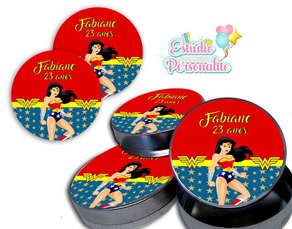 Rótulo Adesivo para Latinha Mulher Maravilha