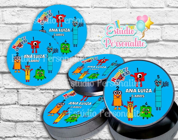 Rótulo Adesivo para Latinha Numberblocks