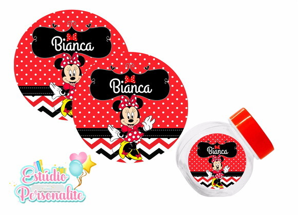 Rótulo Adesivo para Mini Baleiro Minnie