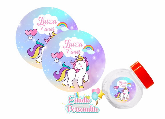Rótulo Adesivo para Mini Baleiro Unicórnio
