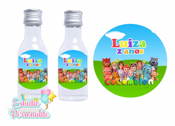 Rótulo adesivo para Mini Garrafinha Cocomelon