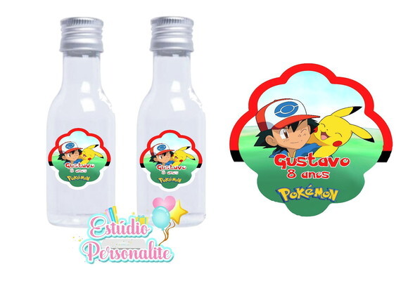 Rótulo adesivo para mini garrafinha Pokémon