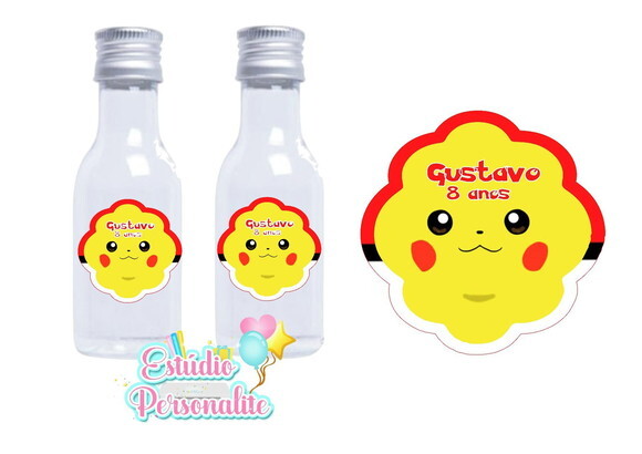 Rótulo adesivo para mini garrafinha Pokémon