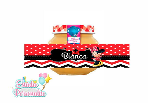 Rótulo Adesivo para Pote de Papinha Minnie