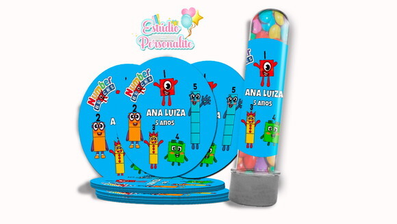 Rótulo Adesivo para Tubete Numberblocks