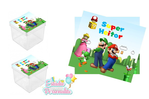 Rótulo para Caixinha Acrílica Mario Bros