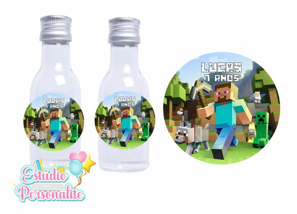 Rótulo para Garrafinha Minecraft