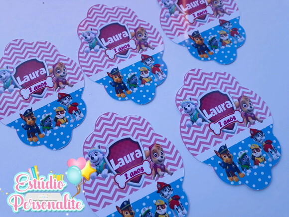 Rótulo para Tubete Patrulha Canina Rosa