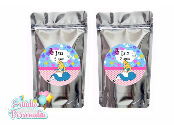 Saquinho Metalizado Alice no País das Maravilhas