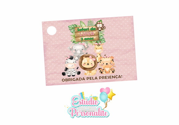Tag de Agradecimento Safari Rosa