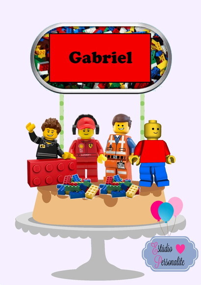 Topo de Bolo Lego