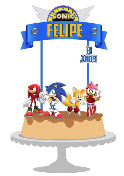 Topo de Bolo Sonic